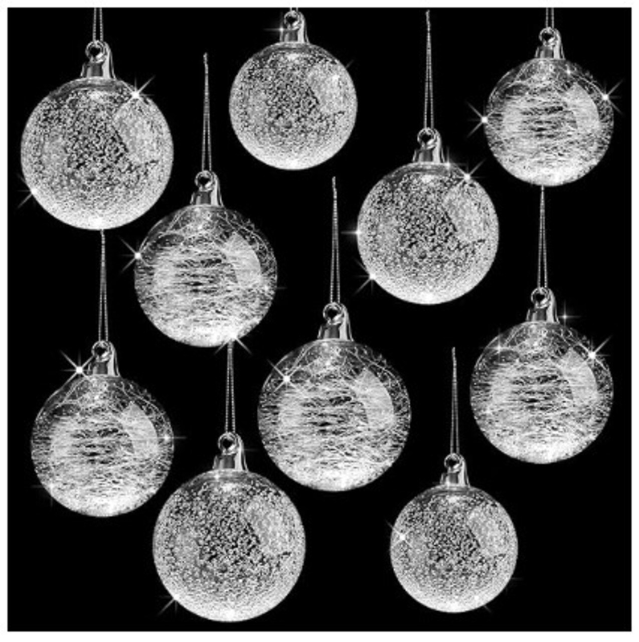12 Glass Ball Christmas Ornaments Christmas Hanging Ornament in Clear Shiny Iridescent Clear Glass Christmas Tree Ball Bauble Blown Glass Balls (2.36 in, 2.76 in) for Party Decoration